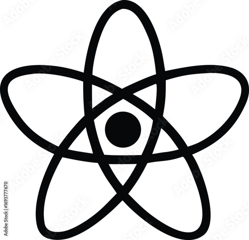 Stylized atomic symbol emblem abstract geometric star shape fusion of science and design modern logo element