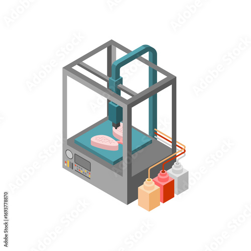 Futuristic 3D bioprinter printing human lungs, symbolizing organ printing, biotechnology, medical innovation, and the future of healthcare and transplants.