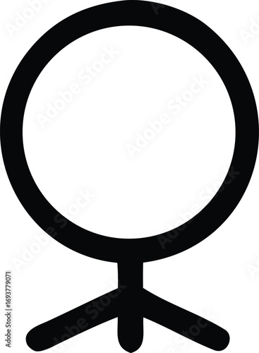 Simple icon representation of a studio lighting equipment setup with a circular light source and tripod stand for photography and videography