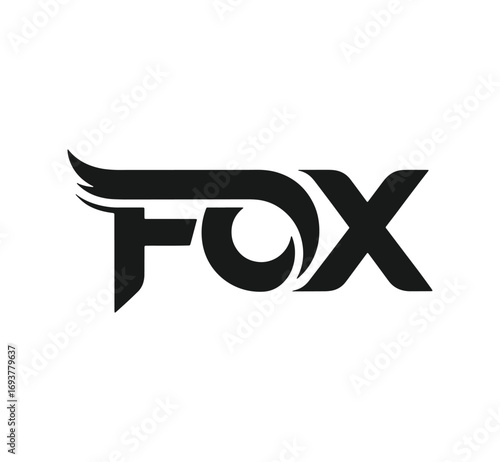 Dynamic fox logo with abstract design minimalist modern brand identity
