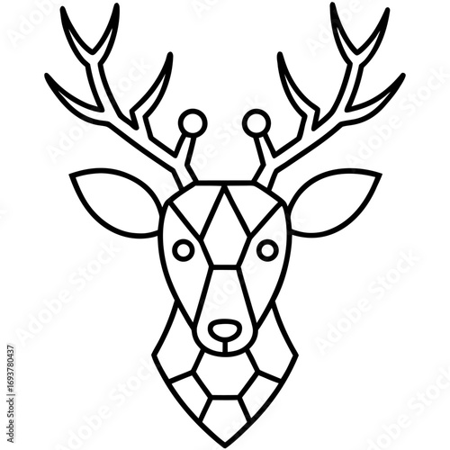 Geometric Deer Head Line Art Illustration with Antlers Stylish Minimalist Design for Modern Decor and Animal Lovers Collection