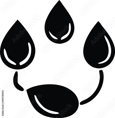 Symbolic representation of water droplets and seed for hydration growth concept icon agriculture organic food vitality cycle