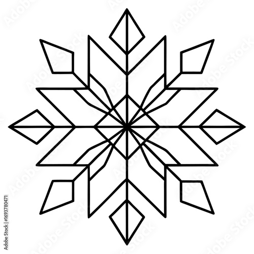 Delicate Snowflake Outline Design for Winter Season Decoration and Festive Celebrations a Simple Black and White Illustration