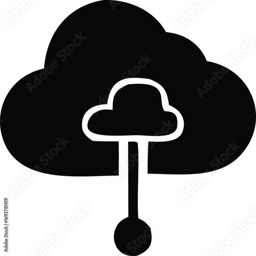 Cloud computing icon data storage connection symbol for digital network and information technology services