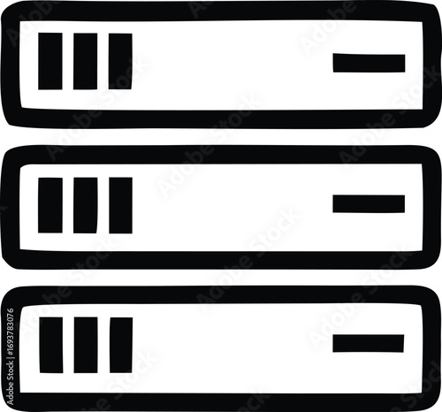 Three battery icons showing low charge levels power indicator symbols ready for download as digital graphics for various applications