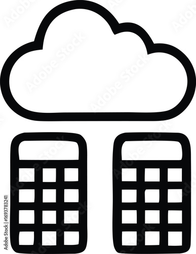 Cloud computing server icon represents data storage and network connectivity for digital information