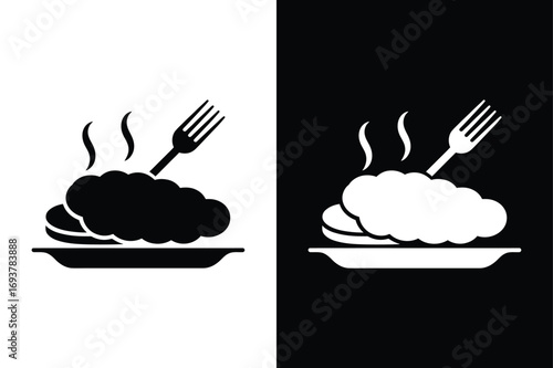 Schnitzel icon flat icon vector on White Background Vector Art Illustration on white background.	