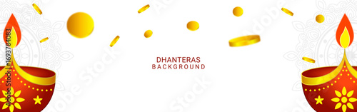 Elegant vector illustration offer banner for Dhanteras festival, festive sales, jewellery promotions, gold shopping and discounts