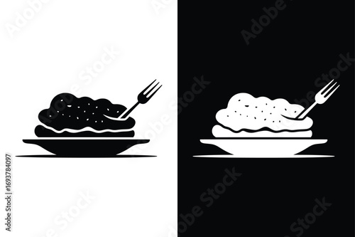 Schnitzel icon flat icon vector on White Background Vector Art Illustration on white background.	