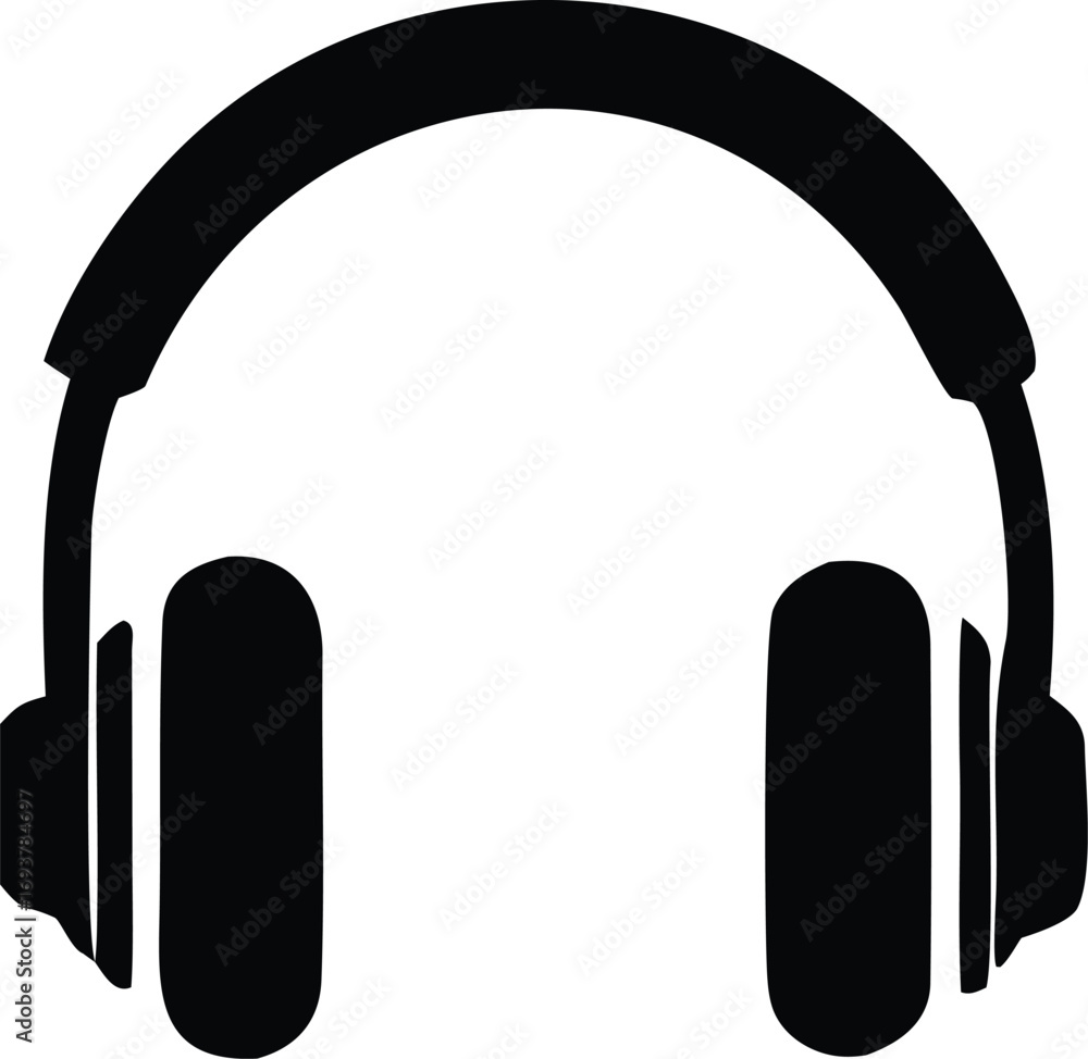 Sleek black silhouette of headphones iconic audio accessory for music lovers and professionals Sleek black silhouette of headphones iconic audio accessory for music lovers and professionals