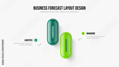 Digital Solution Slideshow Layout Vector Illustration. Advertising Performance 2 Option Infographic Presentation Design. Product Launch Two Step Diagram Frame Template.