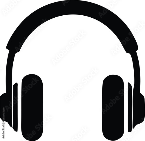 Sleek black silhouette of headphones iconic audio accessory for music lovers and professionals