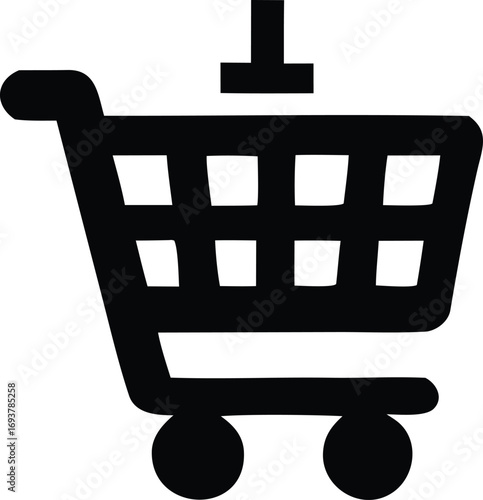 Shopping cart icon add item symbol for e-commerce online store and digital retail shopping trolley graphic design element