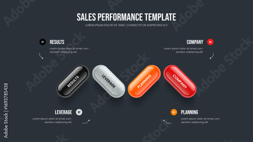 Market Showcase Frame Template Vector Illustration. Investor Campaign 4 Step Diagram Slideshow Design. Product Development Four Element Infographic Presentation Layout.