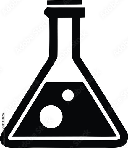 Scientific beaker with bubbles icon representing chemistry experiments laboratory equipment and medical research clearly defined chemical flask for educational purposes