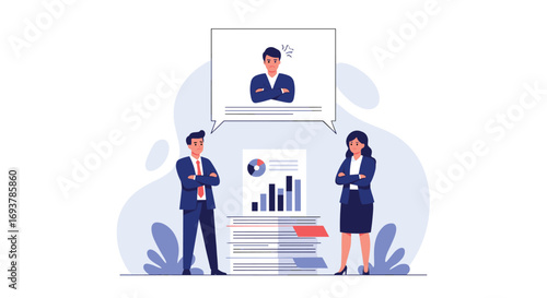 Business professionals analyzing financial charts and presenting growth strategies to a confused executive team