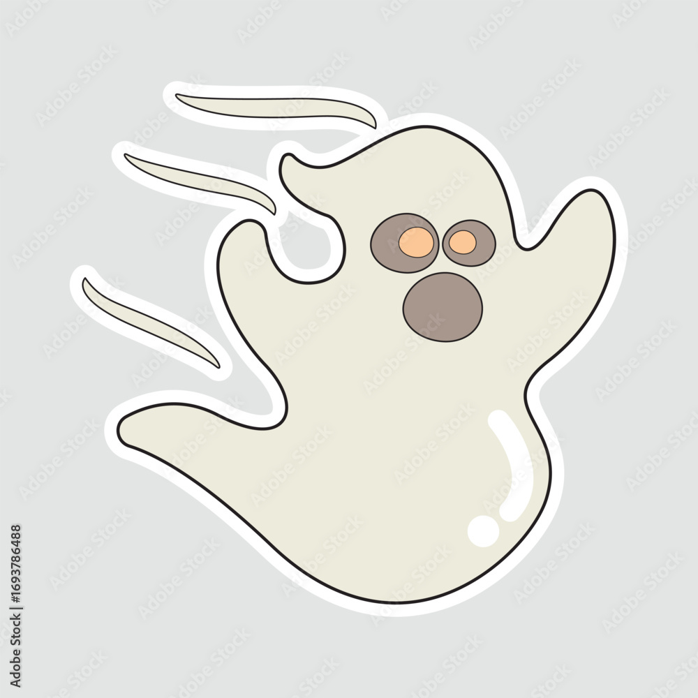 Obraz premium Flying Ghost Halloween Vector Sticker. A spooky and fun vector illustration of a flying ghost, perfect for Halloween party invitations, decorations, and seasonal designs