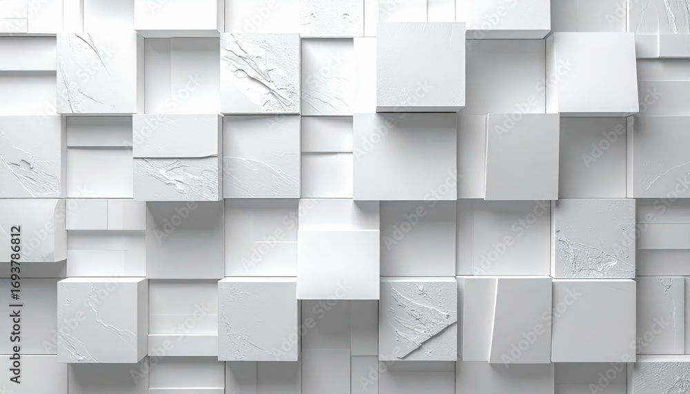 Obraz premium Abstract gray and white seamless cube pattern with a 3D geometric design