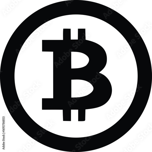 Iconic bitcoin logo symbol for digital currency blockchain technology cryptocurrency investment finance