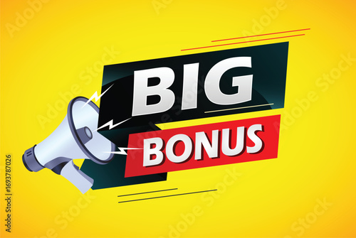 Big bonus word concept vector illustration with megaphone and 3d style, landing page, template, ui, web, mobile app, poster, banner, flyer, background, gift card, coupon, label, wallpaper 