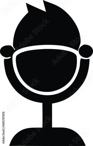 Retro microphone silhouette with flames concept for broadcasting music podcasts or vintage audio recording studio icon
