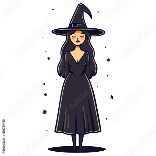 witch, costume, halloween, festival, vector, transparent background, wizard, evil, party, magic, gown, horror, october, witchcraft