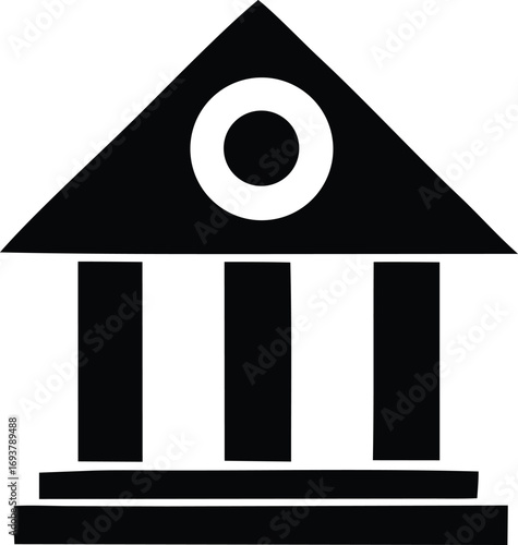 Classic bank building icon symbol simple geometric architectural structure financial institution facade column entrance landmark government symbol