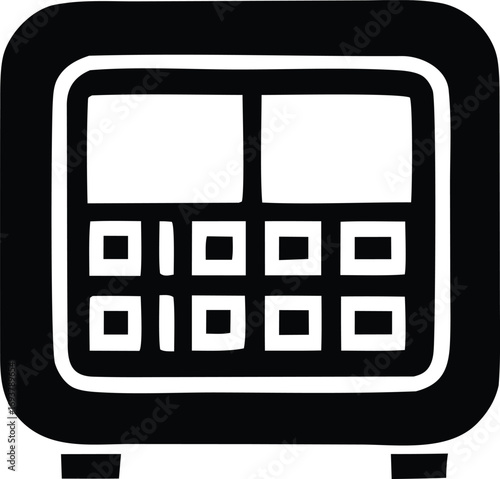 Retro digital calculator icon representing modern technology and basic calculations symbol for computing finance and education