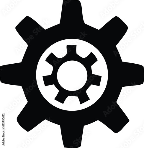 Two interlocking gears symbolizing mechanical engineering industry technology innovation and complex systems
