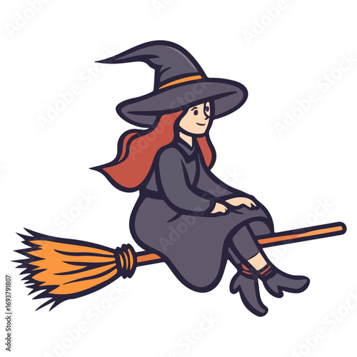 witch, costume, halloween, festival, vector, transparent background, wizard, evil, party, magic, gown, horror, october, witchcraft, witch sitting on a broom, flying