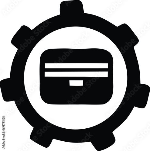 Gear and briefcase symbol for business operations and corporate services represents efficiency and professionalism