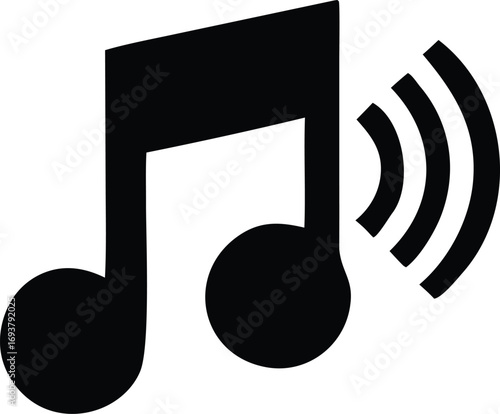 Musical note icon sound wave audio signal symbol notification alert sound music play button audio broadcast entertainment melody