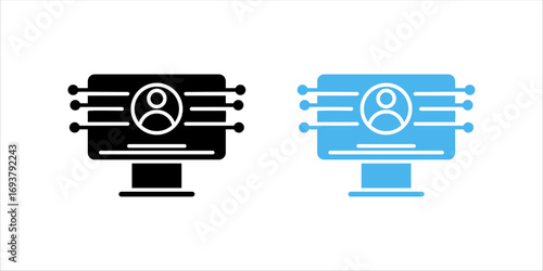 account, user data line icon set.	
on white background