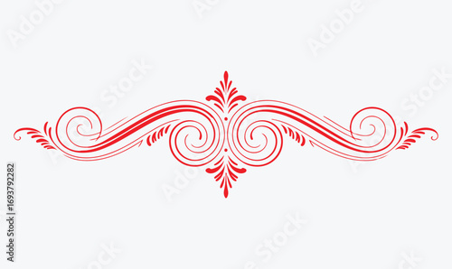 Elegant Red Ornamental Divider Vector – Decorative Flourish Design Isolated on White