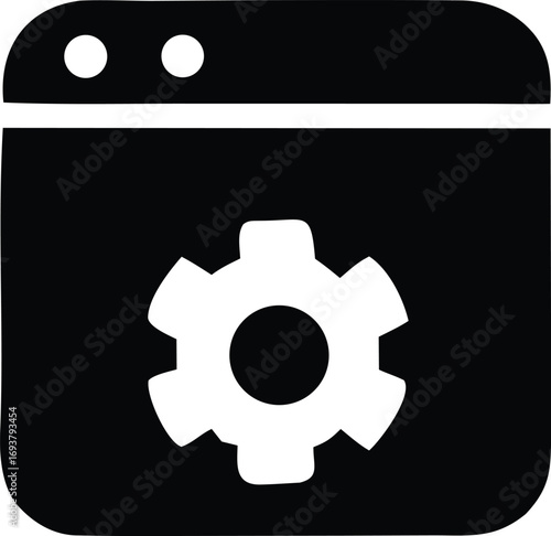 Abstract interface settings icon representing web page configuration and system customization for digital applications and software development projects