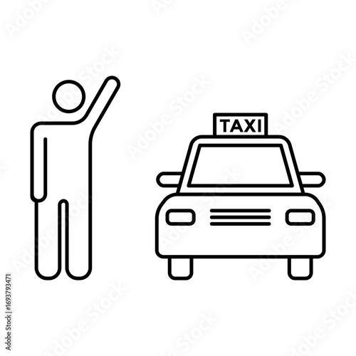 taxi sign vector, calling a taxi, taxi transport in transparent background