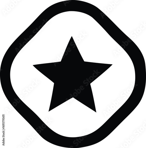 Simple black star icon inside rounded square emblem symbol modern graphic design minimalist shape