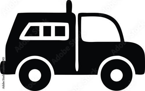 Classic camper van silhouette symbol simple icon for travel camping adventure outdoors road trip transportation graphic