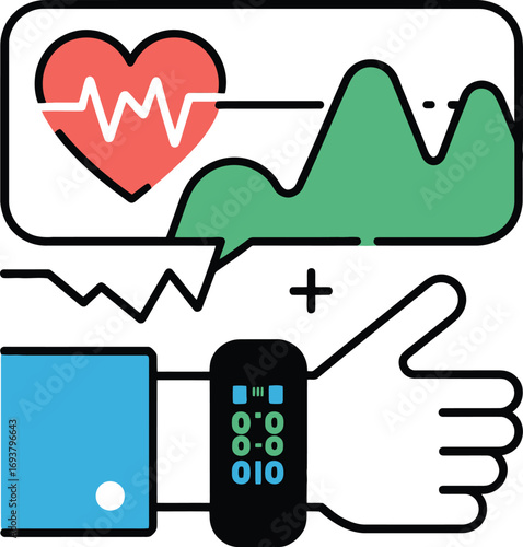 Modern healthcare concept: Smwatch tracking hebeat and health data visualization