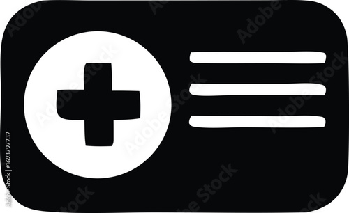 Simple icon of a first aid kit with a cross symbol offering medical assistance and emergency preparedness symbolizing safety