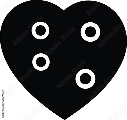 Abstract heart shape icon with circular accents for romantic design elements and symbolism