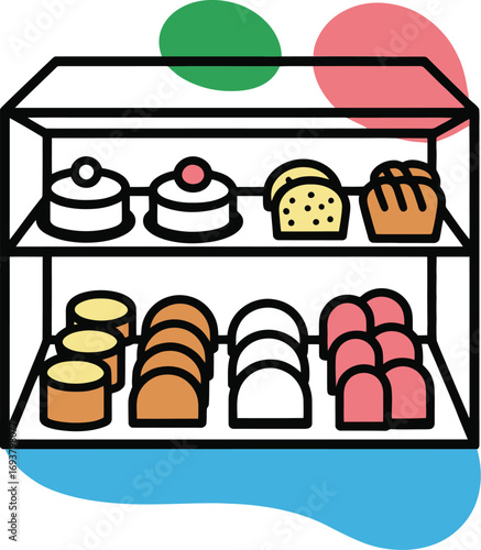 Freshly baked goods display in a modern bakery inviting customers to indulge and enjoy