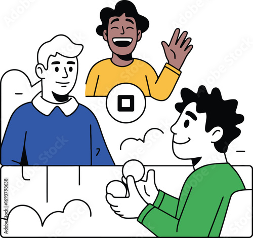Diverse team collaborating on project with smiles and hand gestures in a meeting