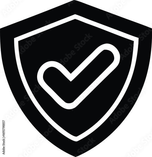 Symbol of security shield with checkmark inside for protection safety assurance and trustworthy verification concept