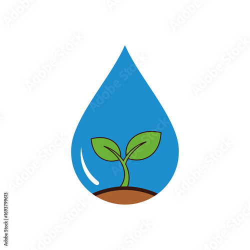 Water Drop Sprouting Plant Conservation Life Growth Nature Clip Art