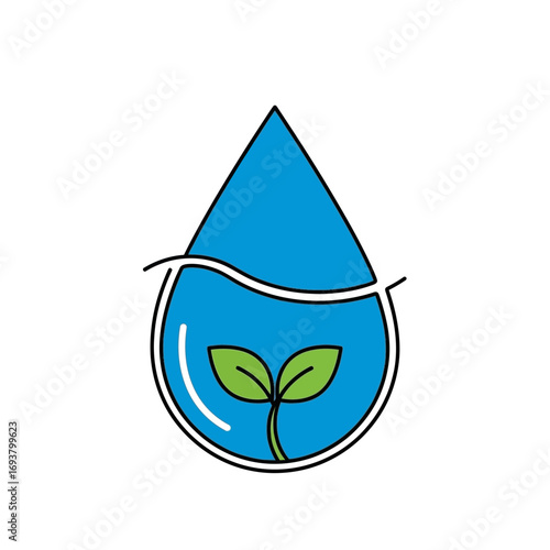 Water Drop Sprouting Plant Conservation Life Growth Nature Clip Art Graphic