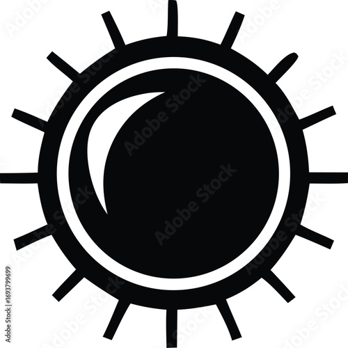 Striking silhouette of a sun with radiating rays symbolizing energy light warmth power and celestial brilliance