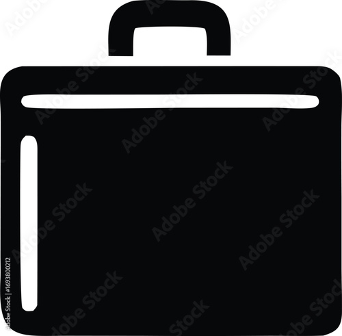 Simple black icon of a briefcase or suitcase representing business travel work professionalism and documents