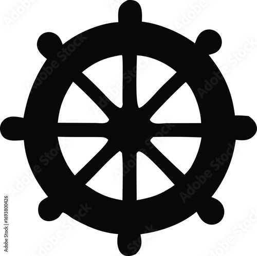 Classic nautical ship's wheel silhouette maritime symbol design for sailing and ocean adventures