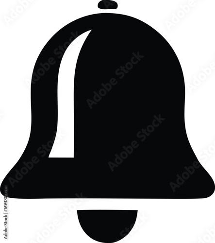 Simple black bell icon with a white highlight for notifications alerts and reminders modern alert symbol graphic design element